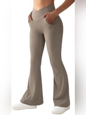 Women’s Ribbed Flare Yoga Pant Legging Bundle (3)